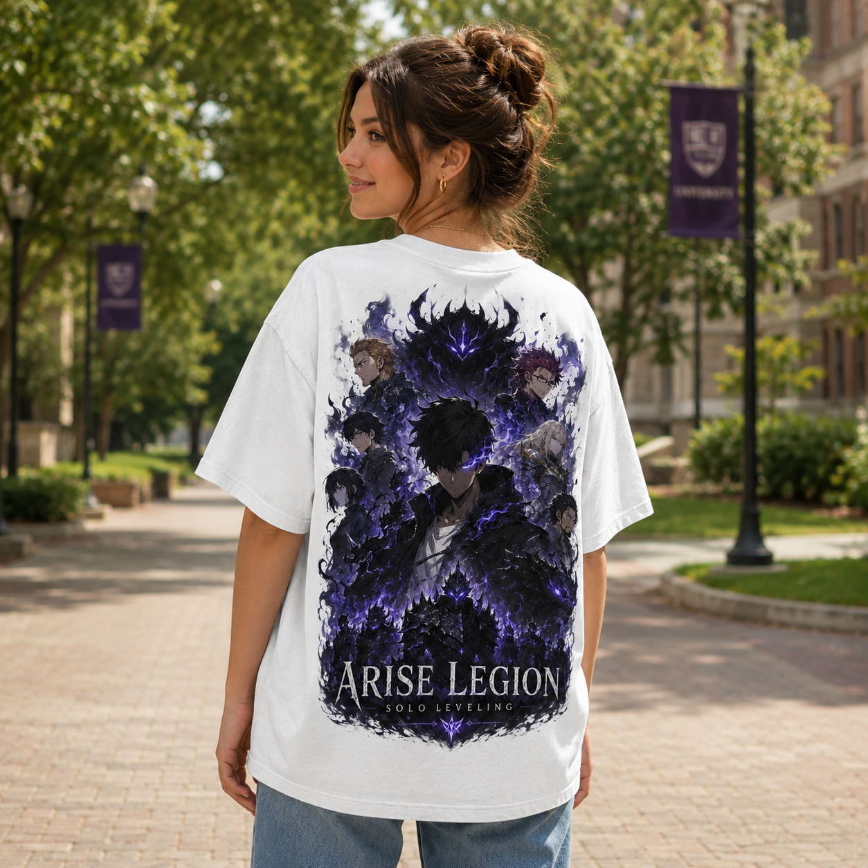 White t-shirt with Sung Jin-Woo Solo Leveling Arise Legion graphic – photo 3