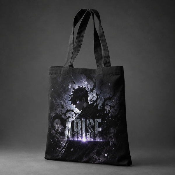 Black tote bag with Sung Jin-Woo Solo Leveling Arise Monochrome graphic – photo 2