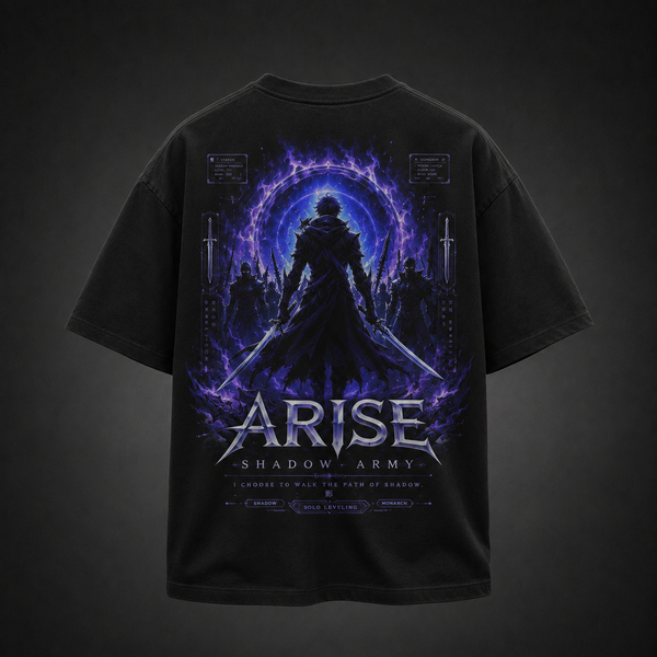 Black t-shirt with Sung Jin-Woo Solo Leveling Arise Shadow Army graphic – photo 1
