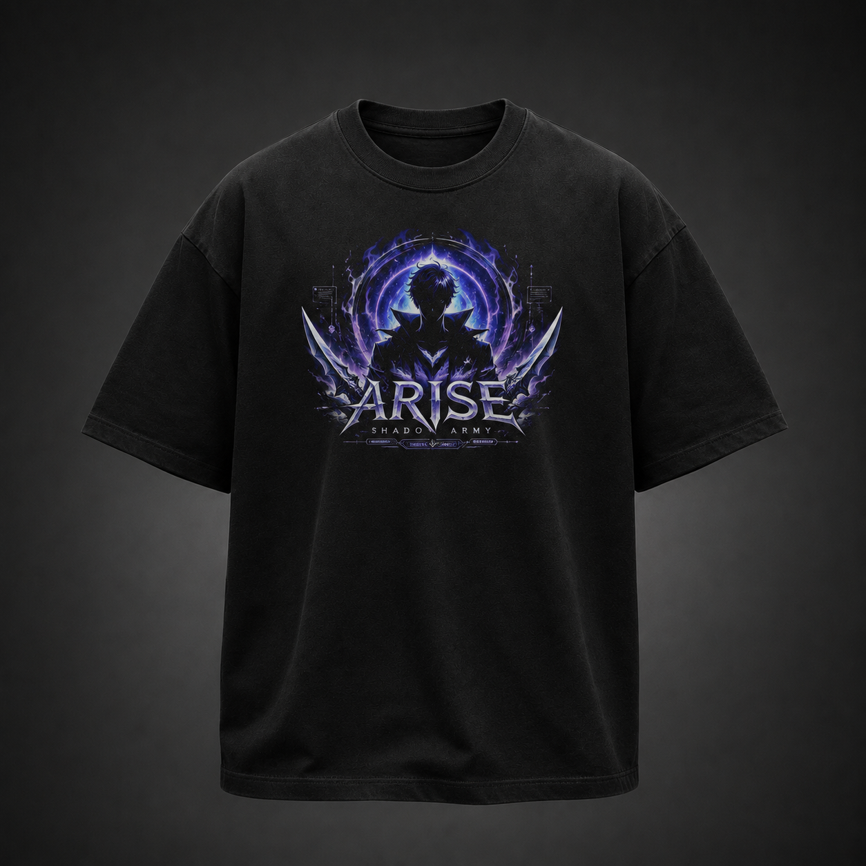 Black t-shirt with Sung Jin-Woo Solo Leveling Arise Shadow Army graphic – photo 2