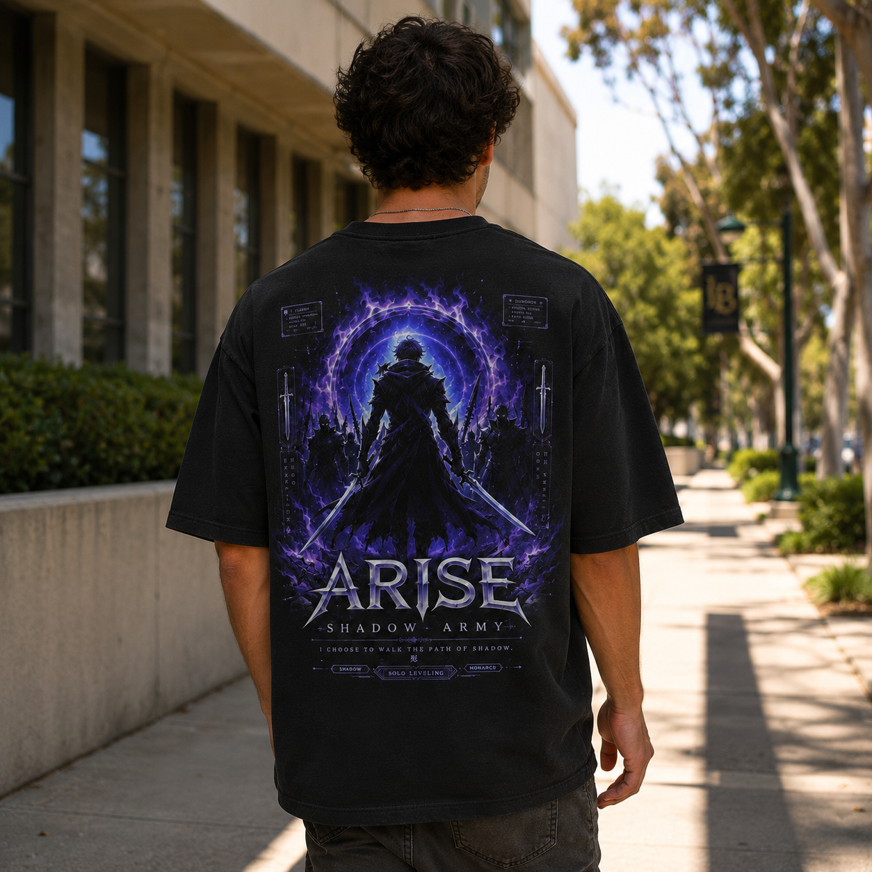 Black t-shirt with Sung Jin-Woo Solo Leveling Arise Shadow Army graphic – photo 3