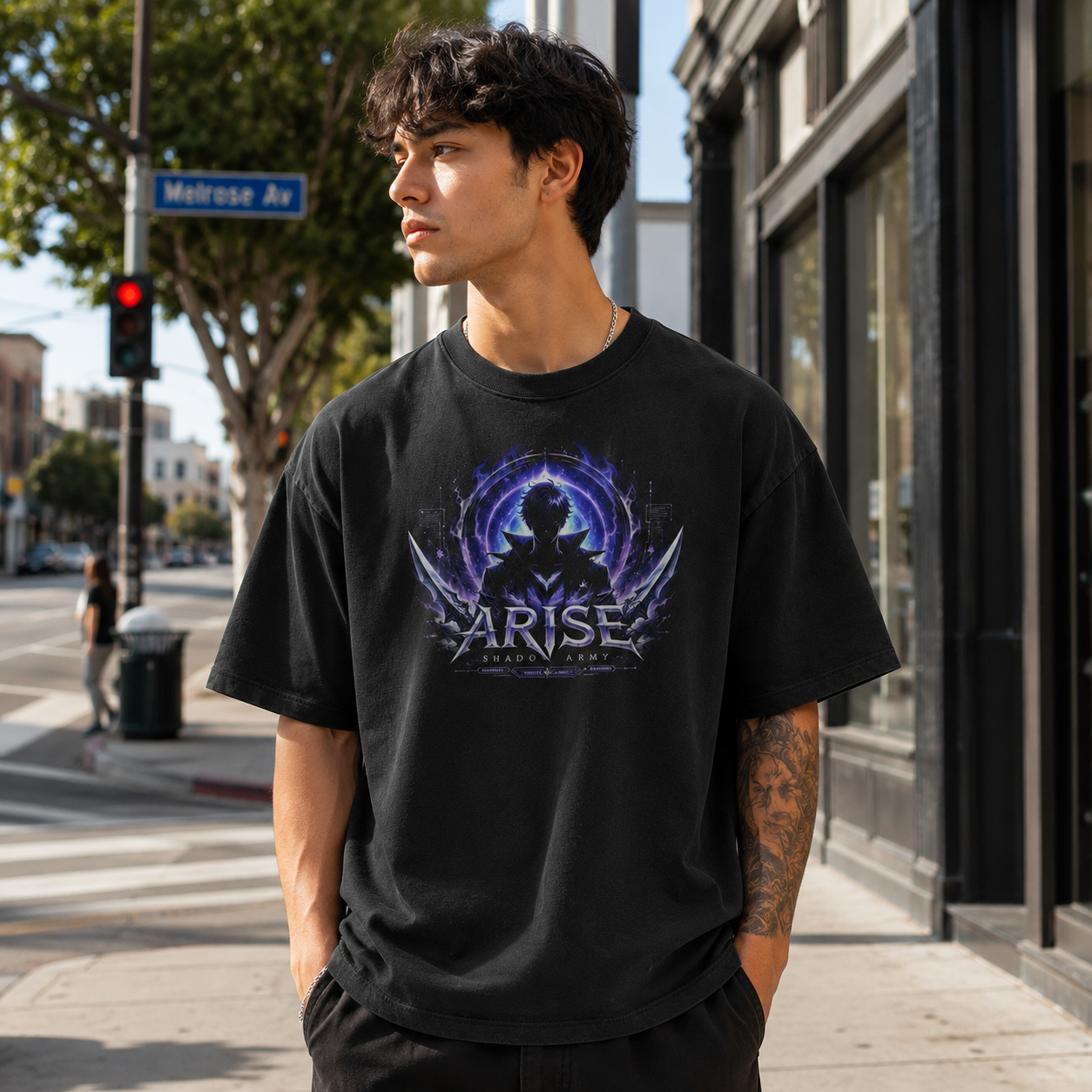 Black t-shirt with Sung Jin-Woo Solo Leveling Arise Shadow Army graphic – photo 4