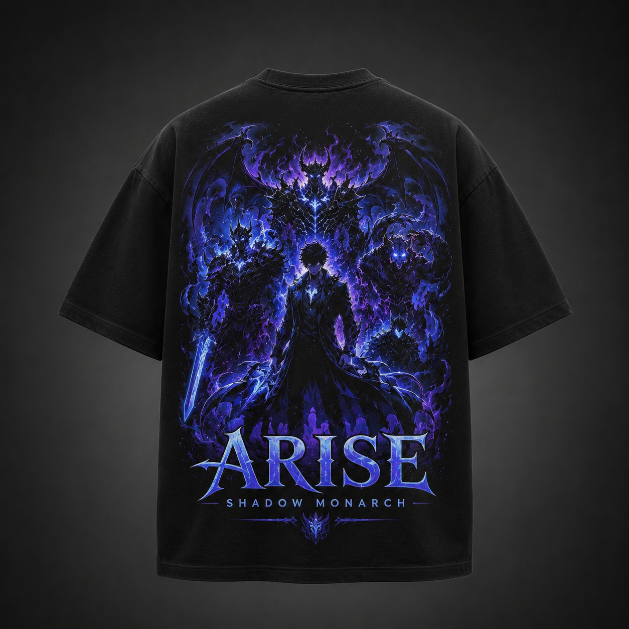 Black t-shirt with Sung Jin-Woo Solo Leveling Arise Shadow Monarch graphic – photo 1