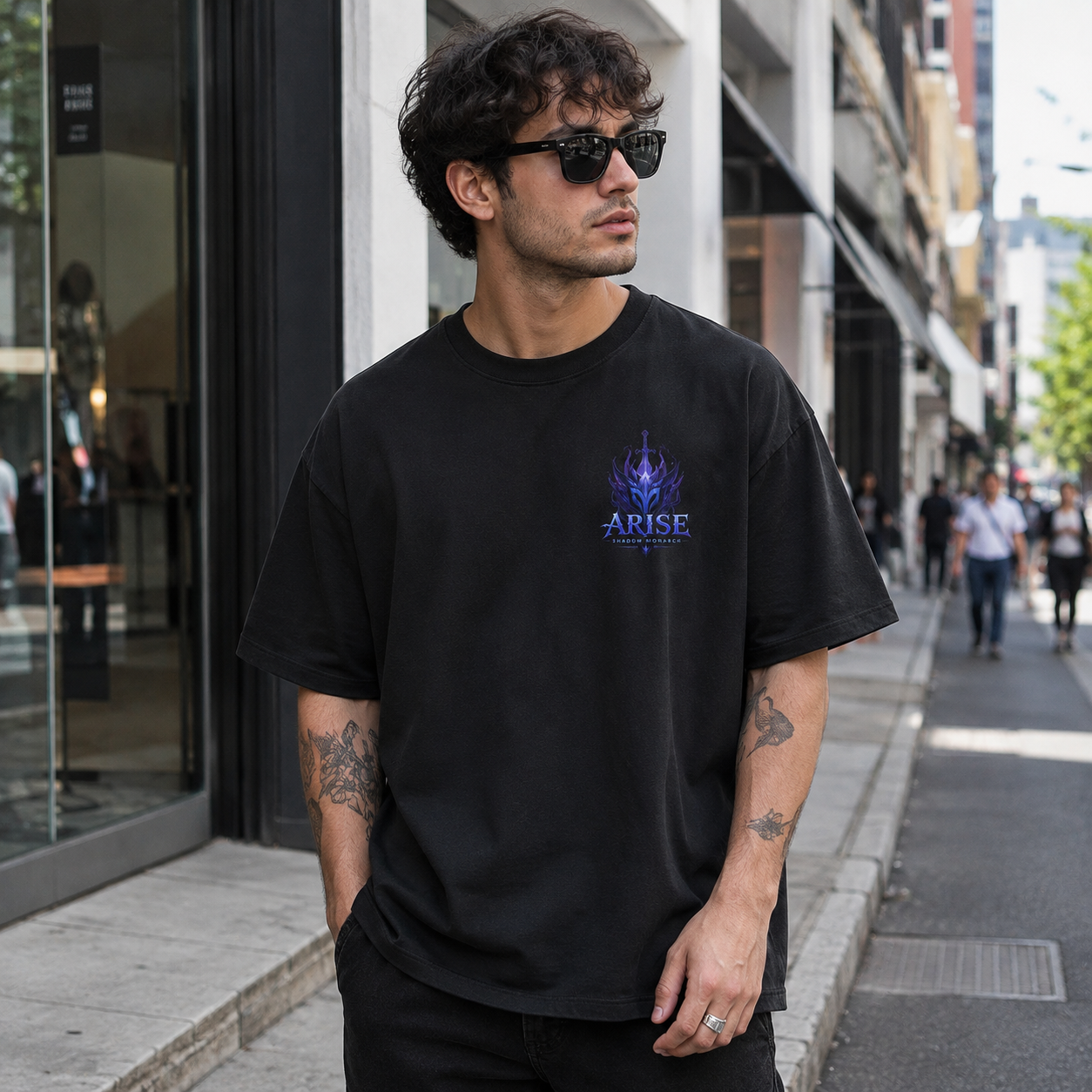 Black t-shirt with Sung Jin-Woo Solo Leveling Arise Shadow Monarch graphic – photo 4