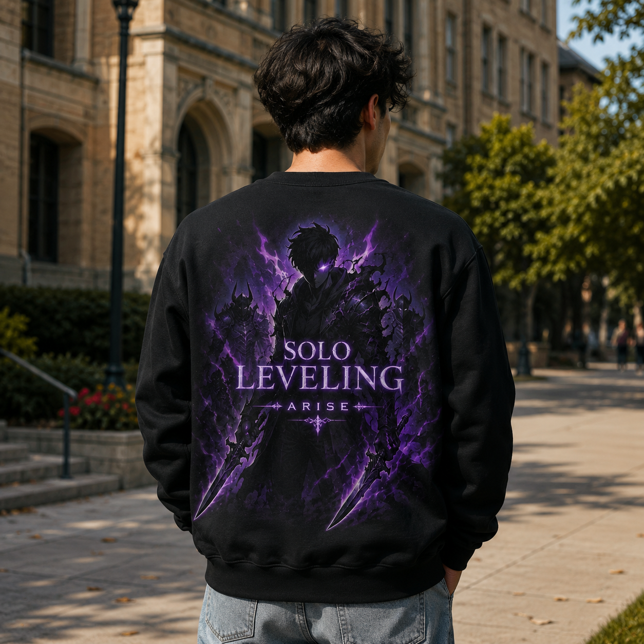 Black sweatshirt with Sung Jin-Woo Solo Leveling Arise Solo Leveling graphic – photo 3