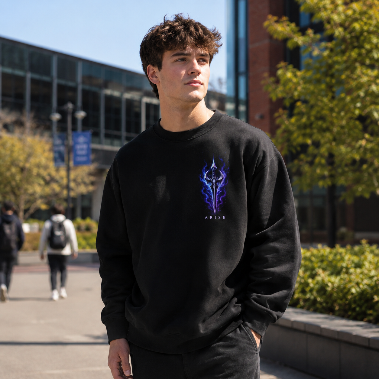 Black sweatshirt with Sung Jin-Woo Solo Leveling Arise Summoning graphic – photo 4