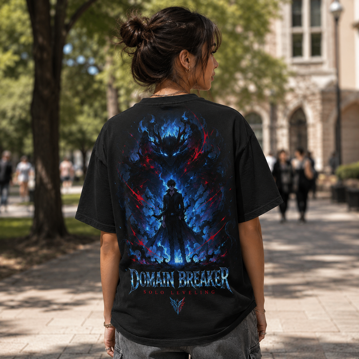 Black t-shirt with Sung Jin-Woo Solo Leveling Domain Breaker graphic – photo 3
