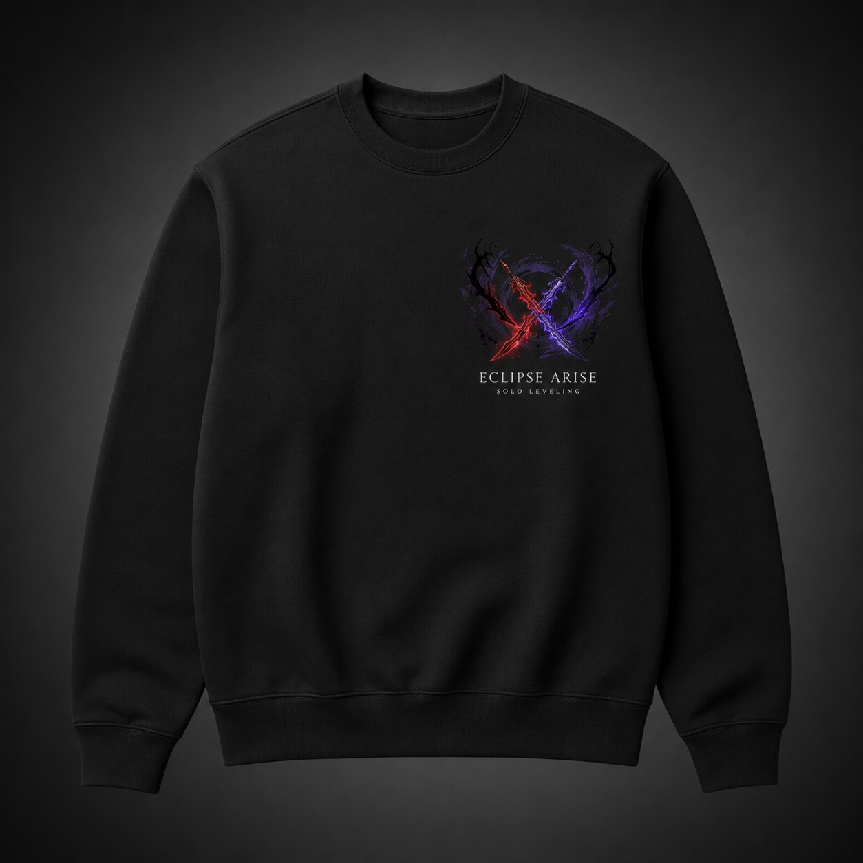 Black sweatshirt with Sung Jin-Woo Solo Leveling Eclipse Arise graphic – photo 2