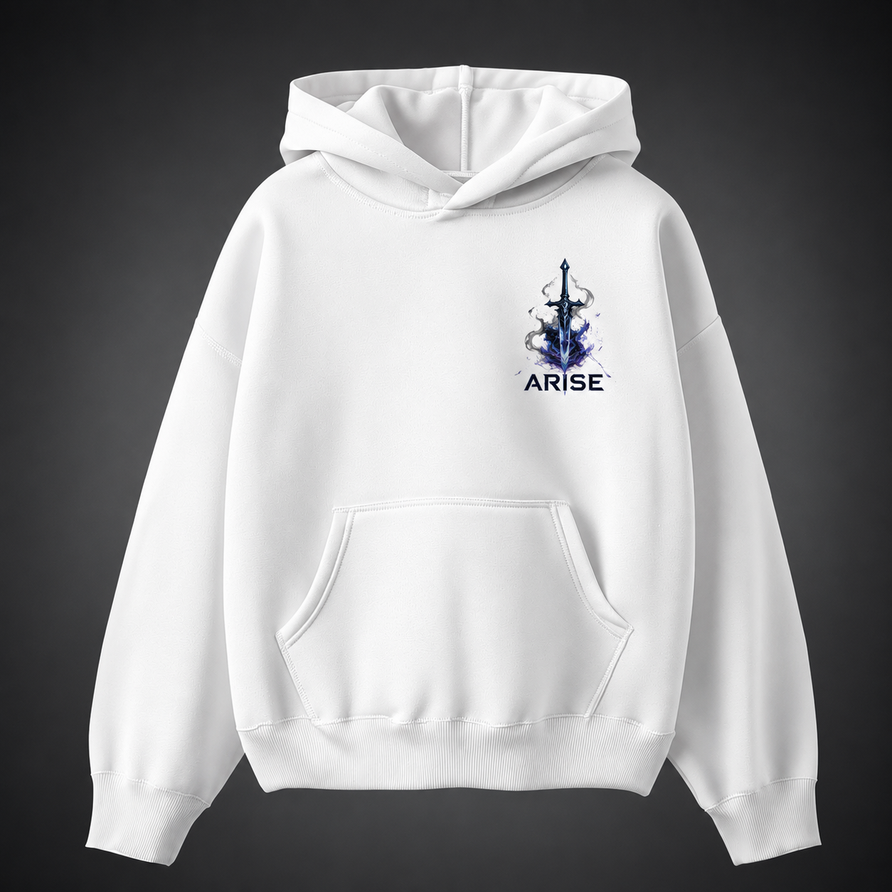 White hoodie with Sung Jin-Woo Solo Leveling Jin-Woo Shadow Monarch graphic – photo 2