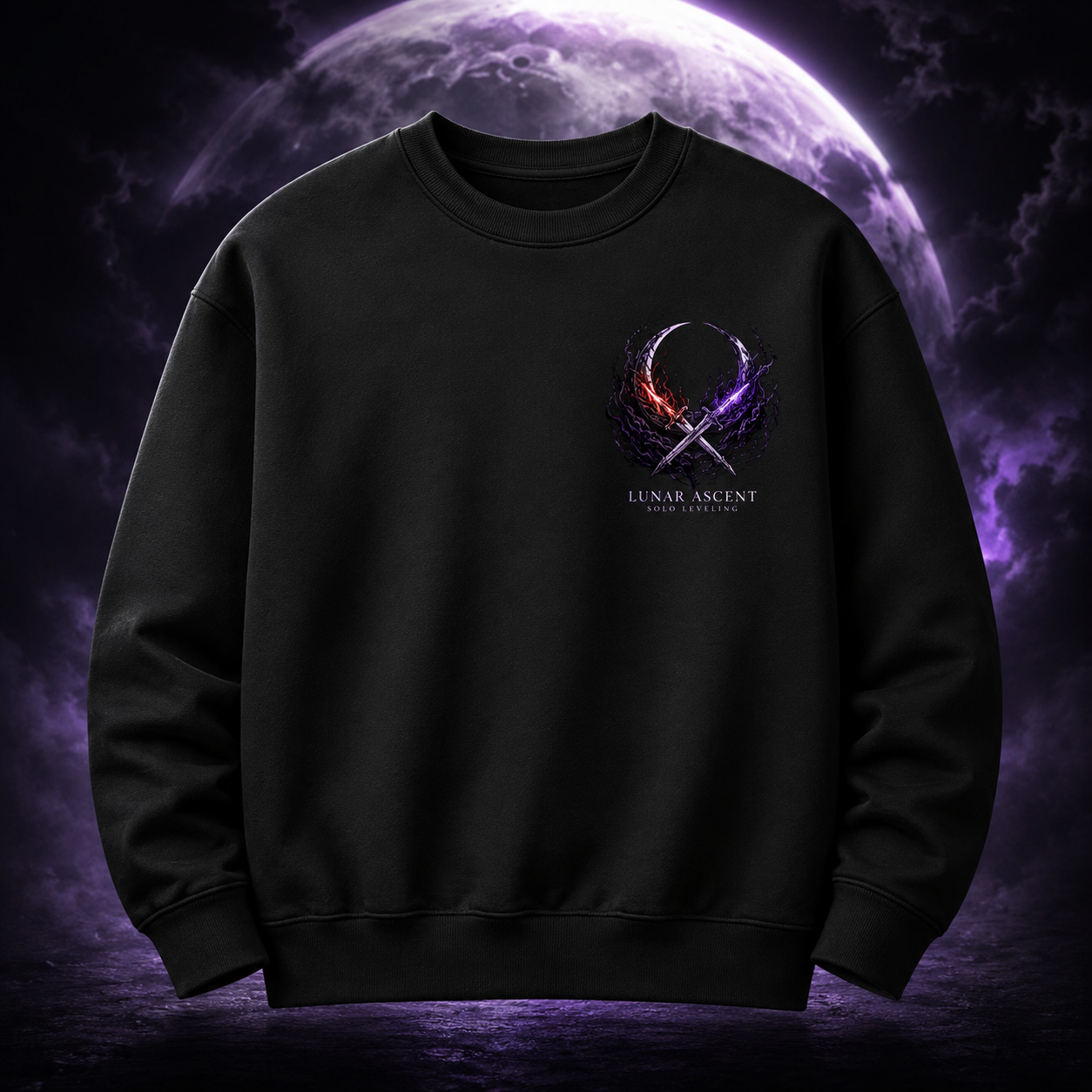 Black sweatshirt with Sung Jin-Woo Solo Leveling Lunar Ascent graphic – photo 2