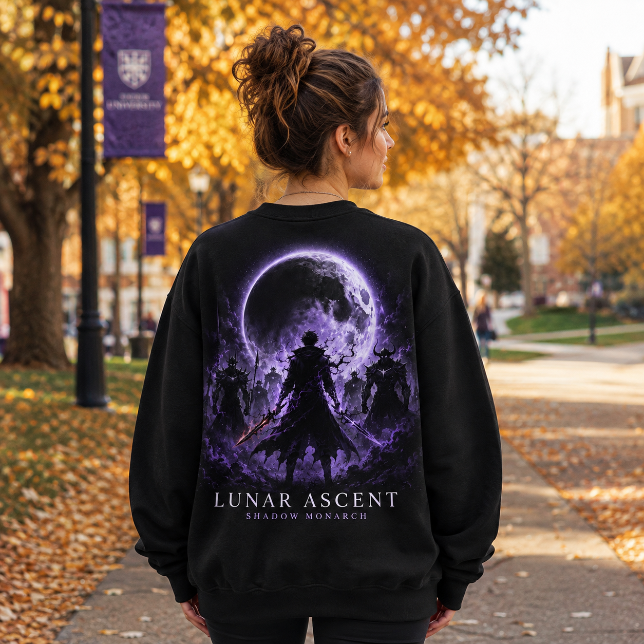 Black sweatshirt with Sung Jin-Woo Solo Leveling Lunar Ascent graphic – photo 3