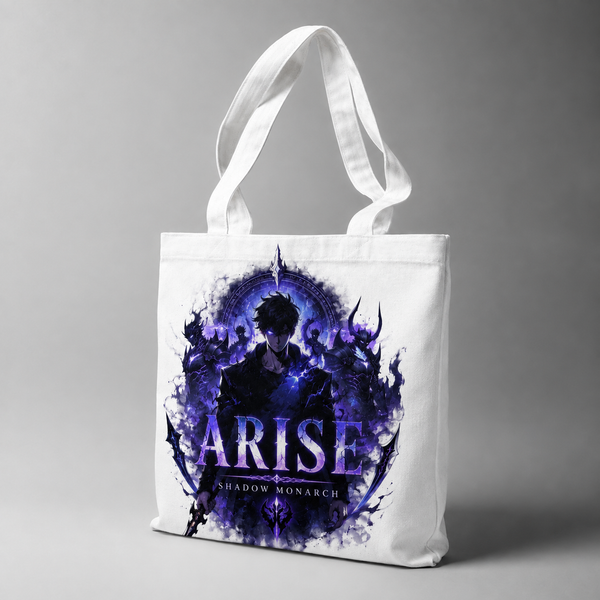 White tote bag with Sung Jin-Woo Solo Leveling Rise Of The King graphic – photo 2