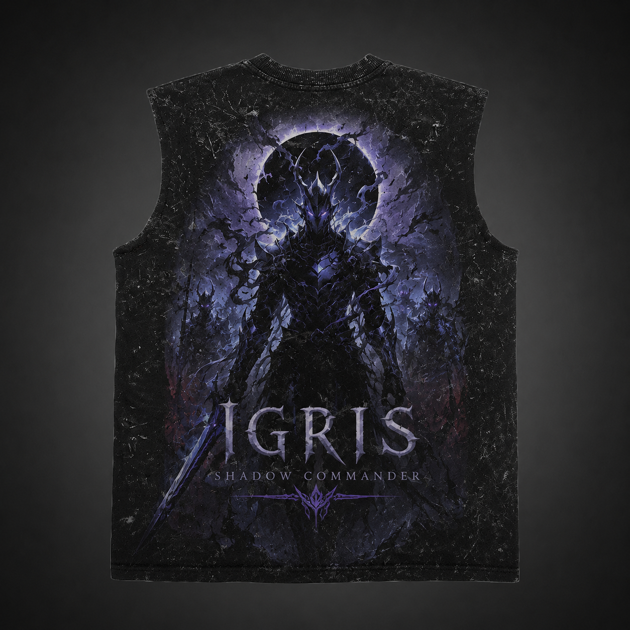 Washed black tank top with Sung Jin-Woo Solo Leveling Rise Of The Monarch graphic – photo 1