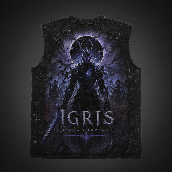 Washed black tank top with Sung Jin-Woo Solo Leveling Rise Of The Monarch graphic – photo 1