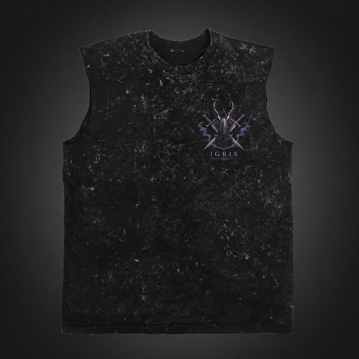 Washed black tank top with Sung Jin-Woo Solo Leveling Rise Of The Monarch graphic – photo 2
