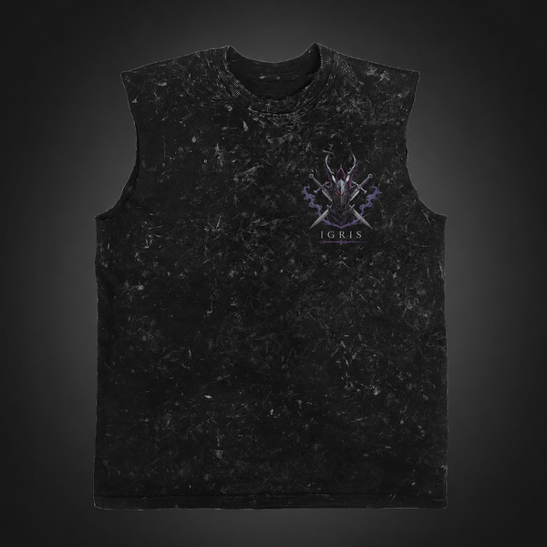 Washed black tank top with Sung Jin-Woo Solo Leveling Rise Of The Monarch graphic – photo 2