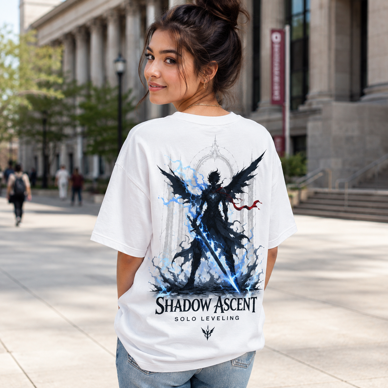 White t-shirt with Sung Jin-Woo Solo Leveling Shadow Ascent graphic – photo 3