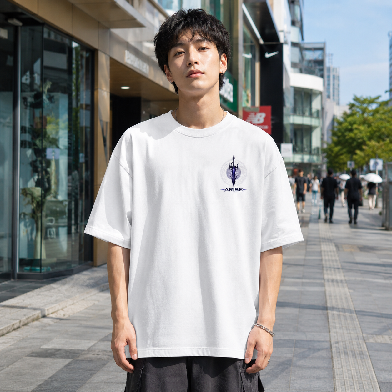 White t-shirt with Sung Jin-Woo Solo Leveling Shadow Monarch Arise graphic – photo 4