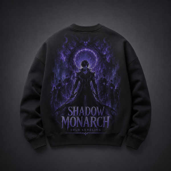 Black sweatshirt with Sung Jin-Woo Solo Leveling Shadow Monarch graphic – photo 1