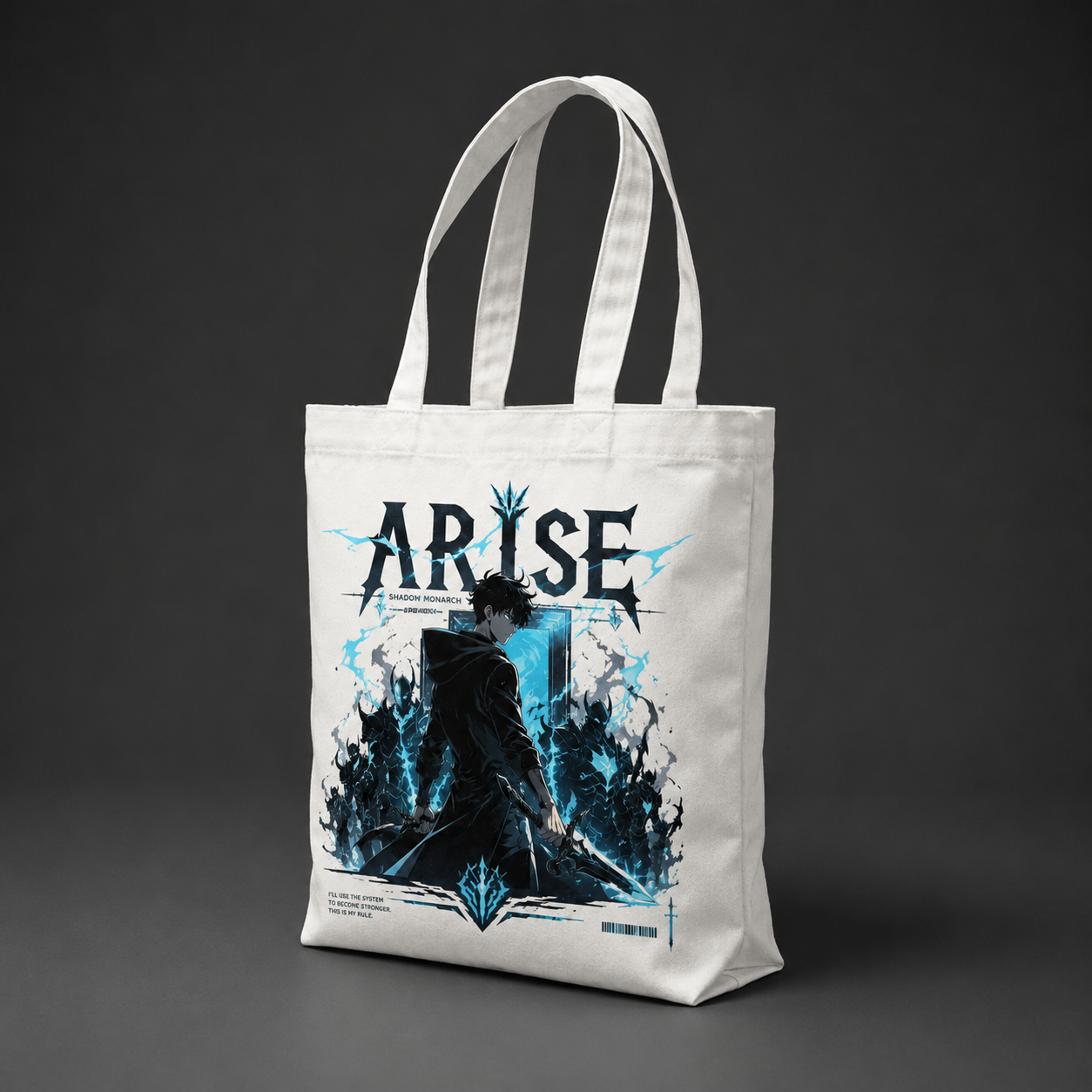 Natural tote bag with Sung Jin-Woo Solo Leveling System Rule graphic – photo 2
