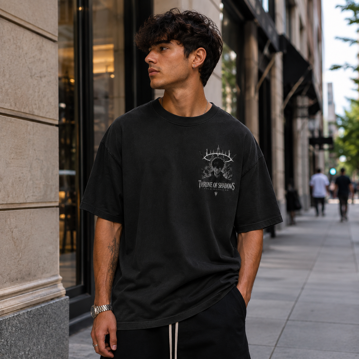 Black t-shirt with Sung Jin-Woo Solo Leveling Throne Of Shadows graphic – photo 4