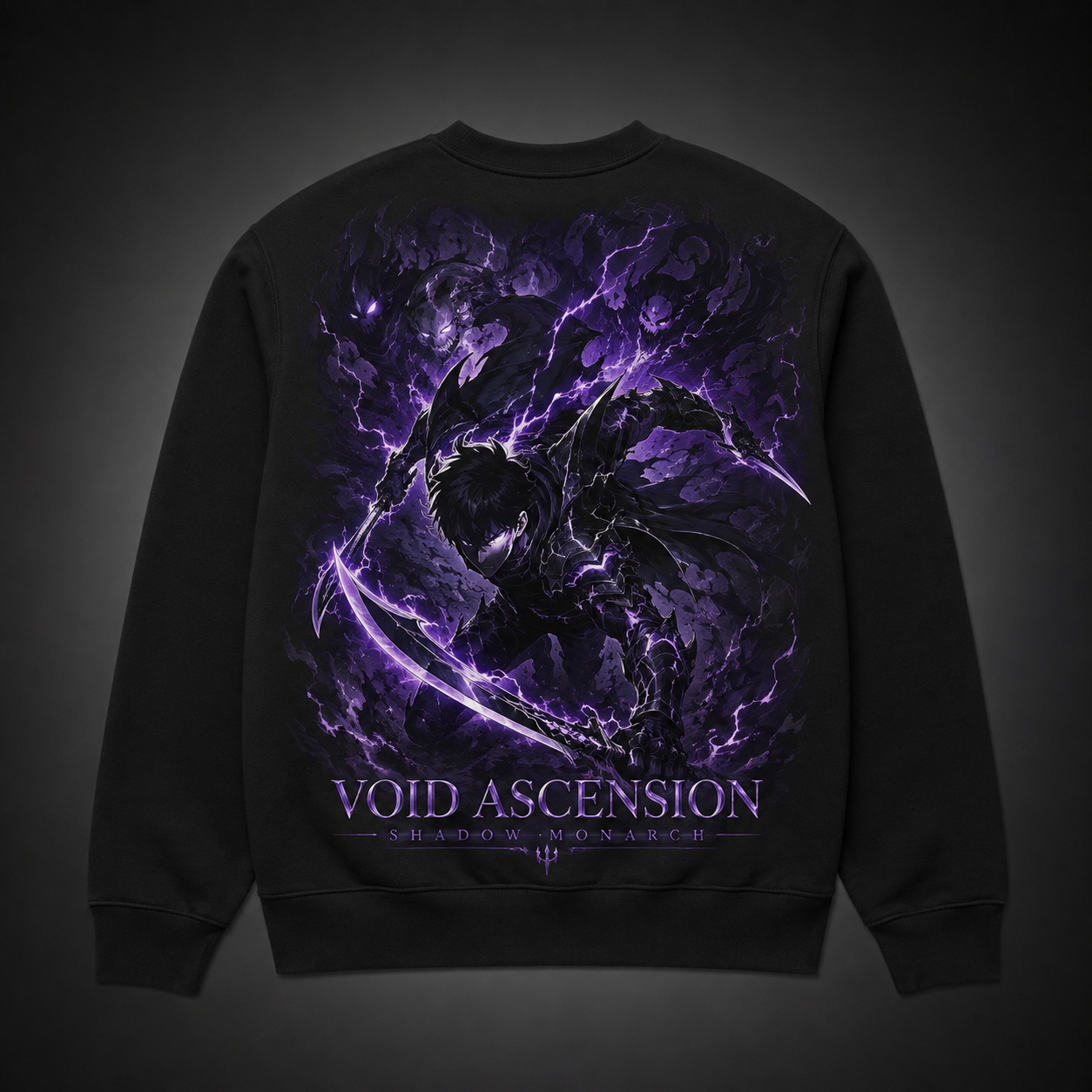 Black sweatshirt with Sung Jin-Woo Solo Leveling Void Ascension graphic – photo 1