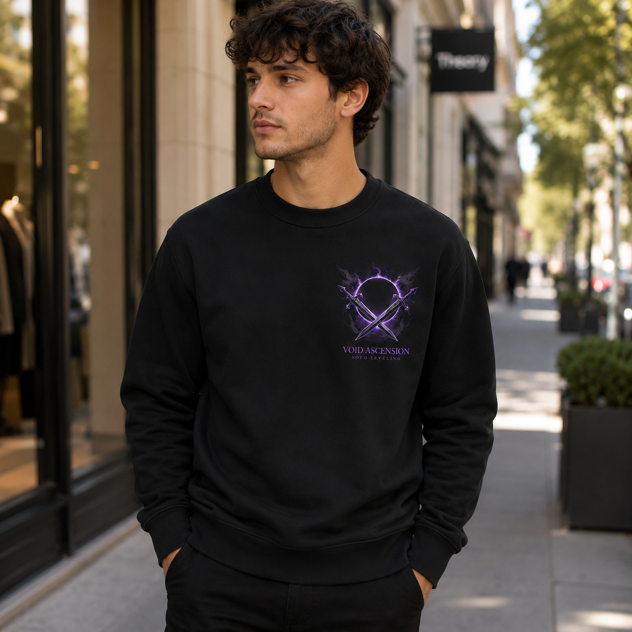 Black sweatshirt with Sung Jin-Woo Solo Leveling Void Ascension graphic – photo 4