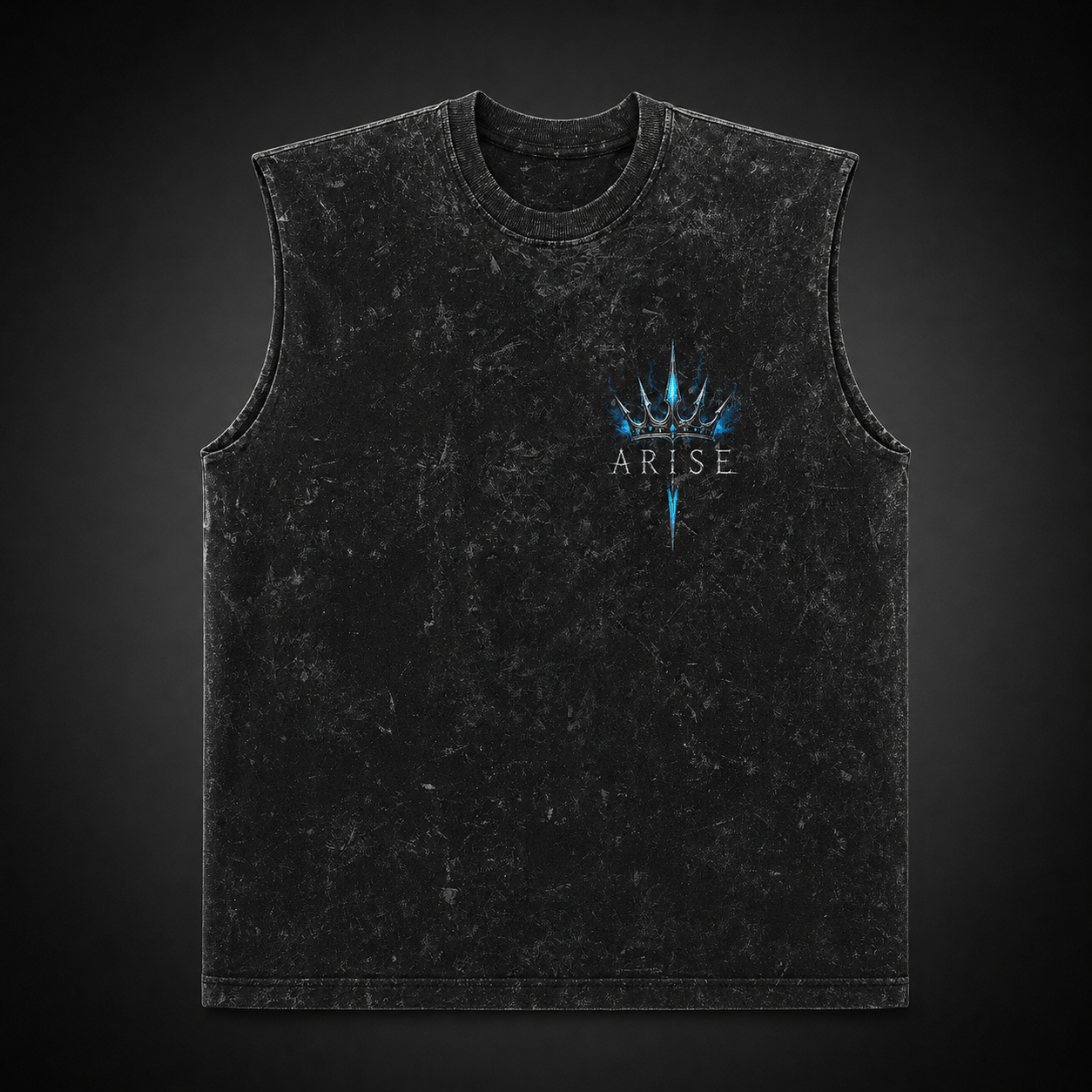 Washed black tank top with Sung Jin-Woo Solo Leveling Winged Monarch graphic – photo 2