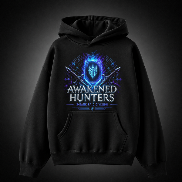 Black hoodie with Sung Jinwoo Solo Leveling Awakened Hunters Gate graphic – photo 2