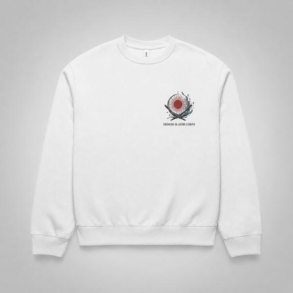 White sweatshirt with Tanjiro Kamado Demon Slayer Slayer Ensemble Poster graphic – photo 2