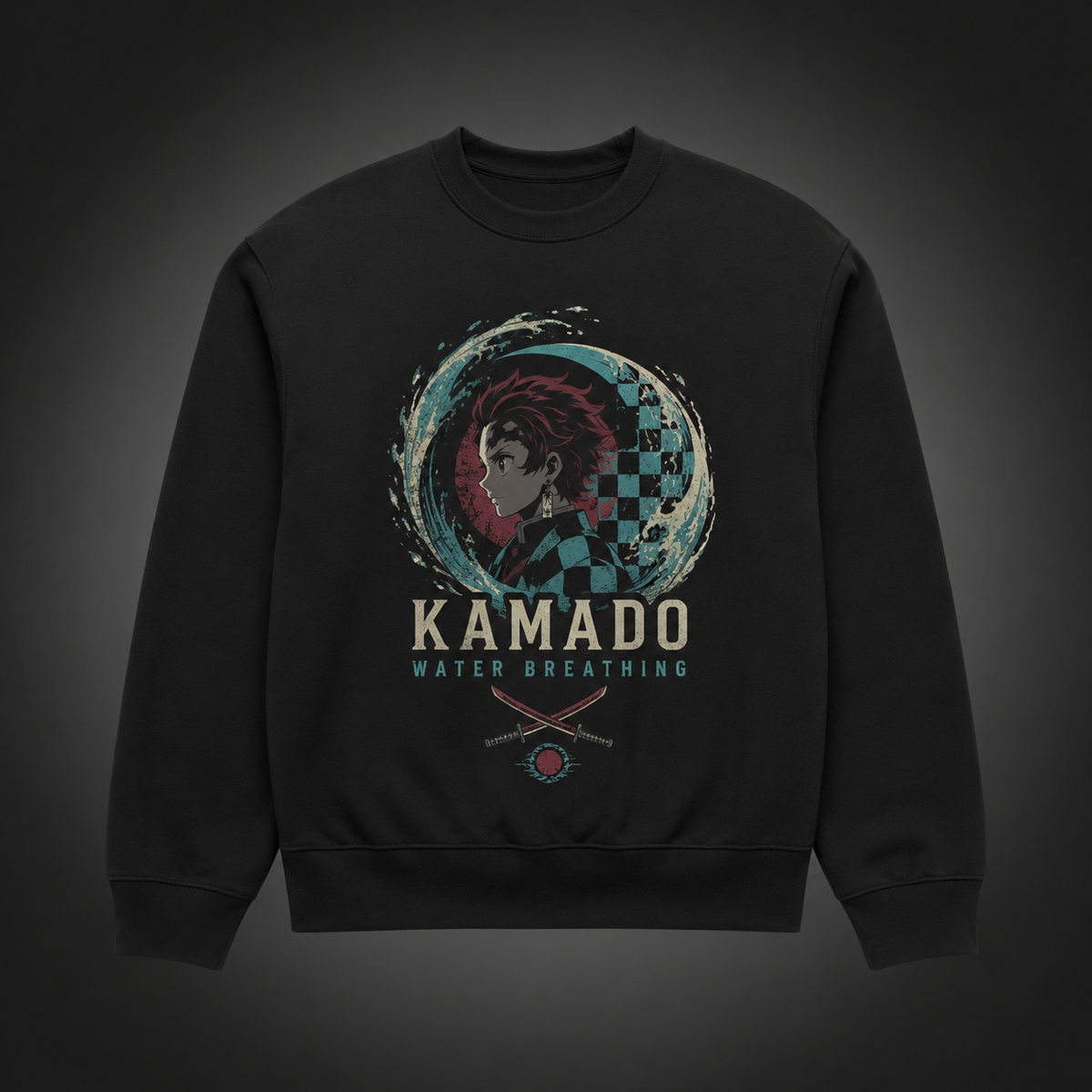 Black sweatshirt with Tanjiro Kamado Demon Slayer Water Breathing Surge graphic – photo 2