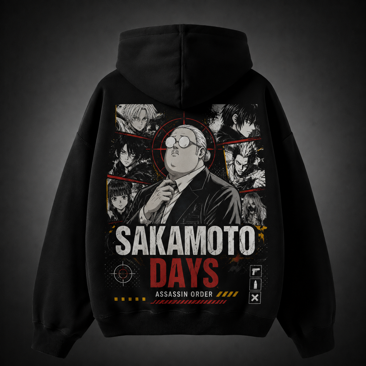 Black hoodie with Taro Sakamoto Sakamoto Days Assassin Order graphic – photo 1