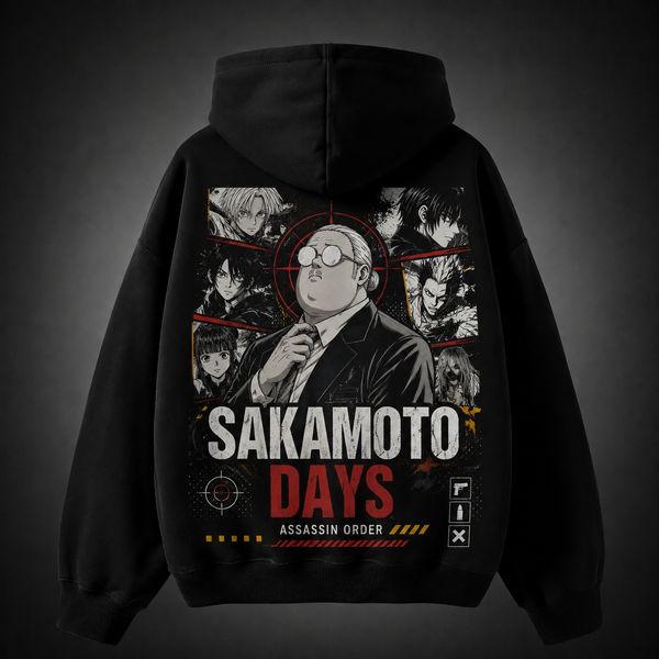 Black hoodie with Taro Sakamoto Sakamoto Days Assassin Order graphic – photo 1