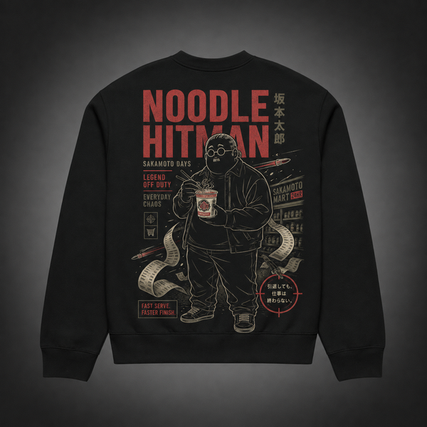 Black sweatshirt with Taro Sakamoto Sakamoto Days Noodle Hitman graphic – photo 1