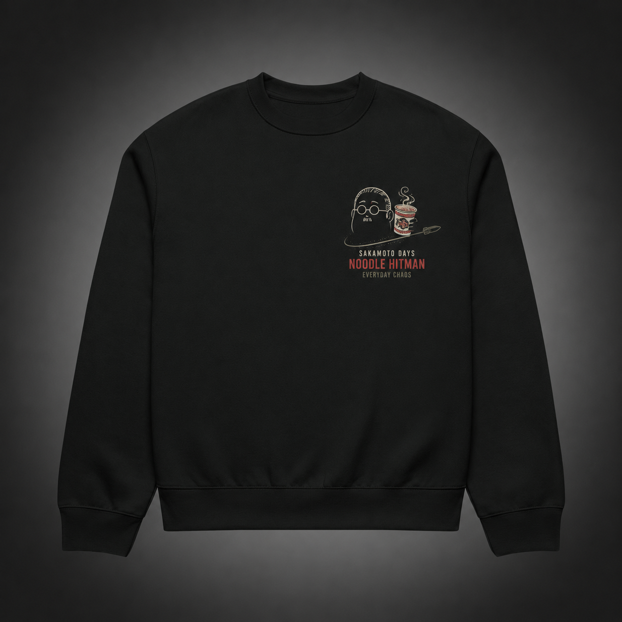 Black sweatshirt with Taro Sakamoto Sakamoto Days Noodle Hitman graphic – photo 2