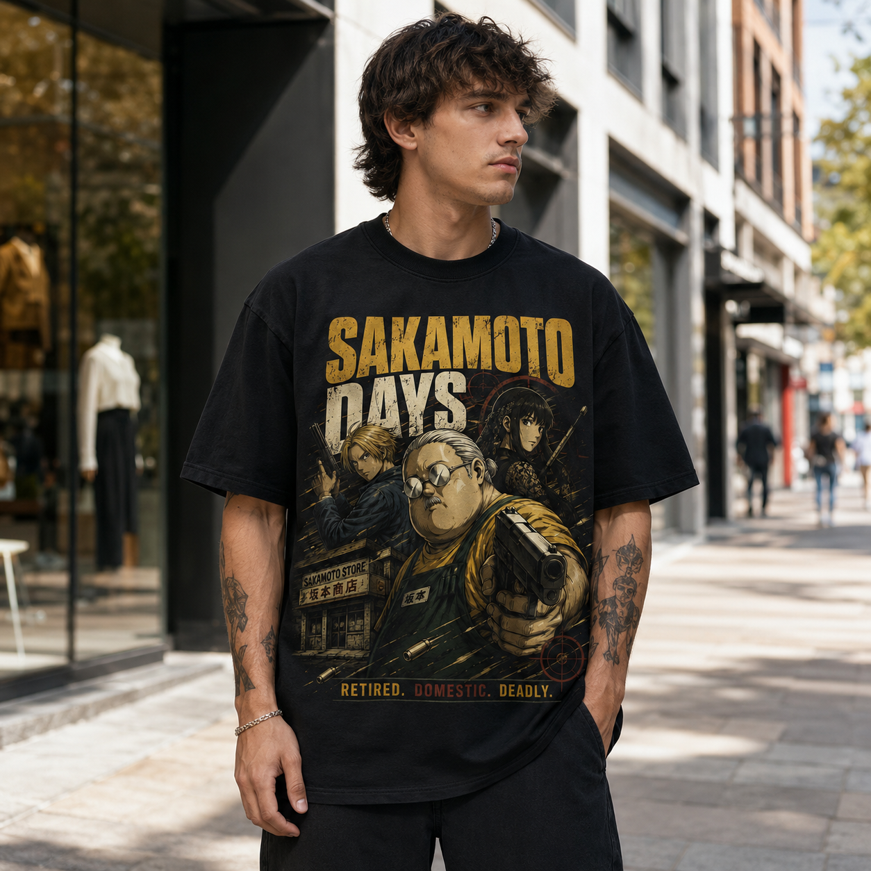 Black t-shirt with Taro Sakamoto Sakamoto Days Retired Domestic Deadly graphic – photo 4