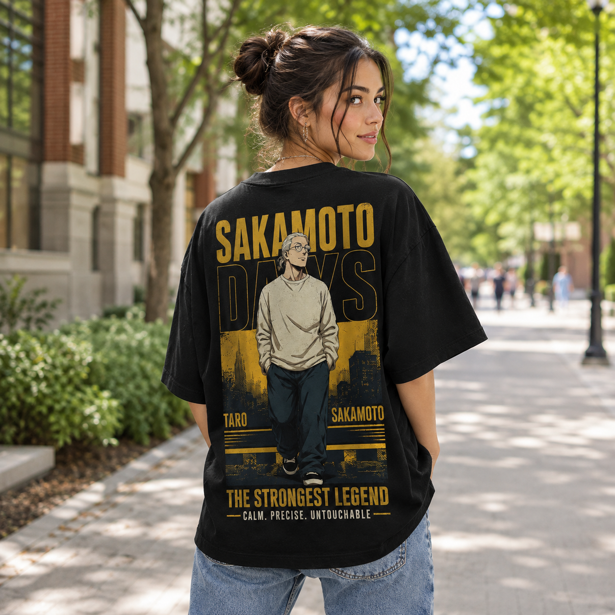 Black t-shirt with Taro Sakamoto Sakamoto Days The Strongest Legend graphic – photo 3