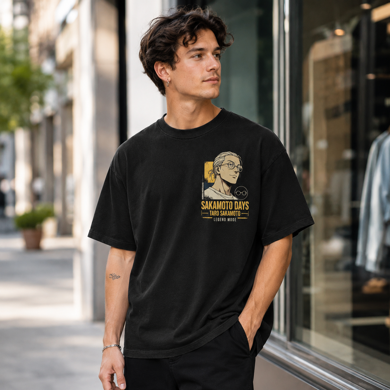 Black t-shirt with Taro Sakamoto Sakamoto Days The Strongest Legend graphic – photo 4
