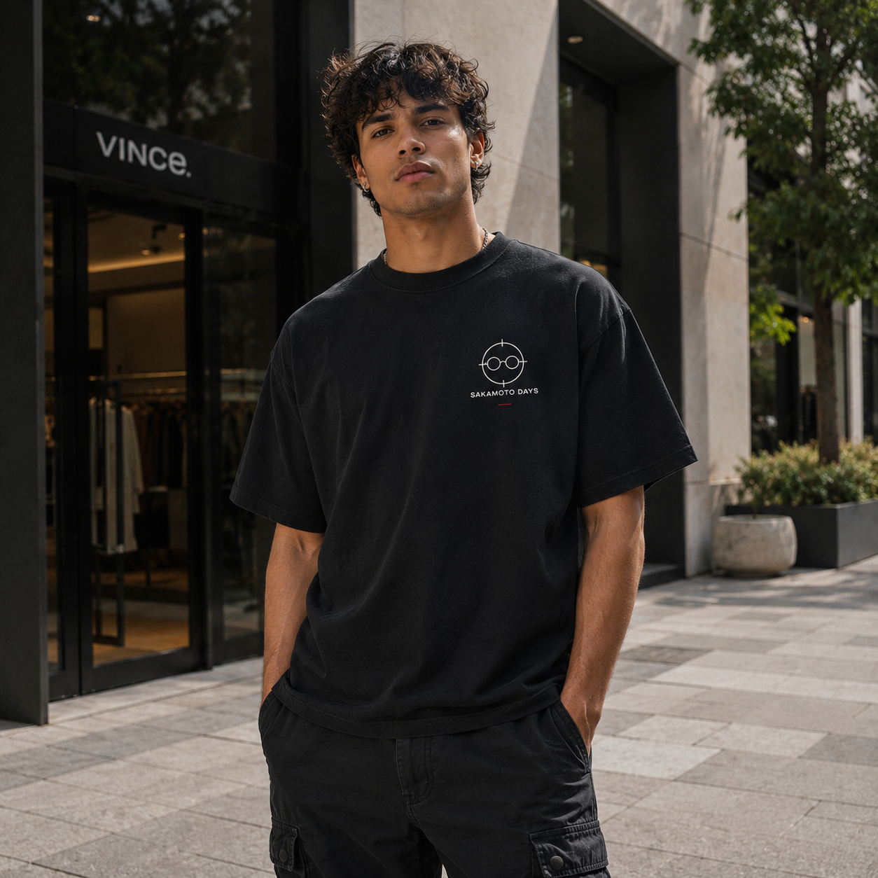 Black t-shirt with Taro Sakamoto & Shin Asakura Sakamoto Days Convenience Store Hitman graphic – photo 4