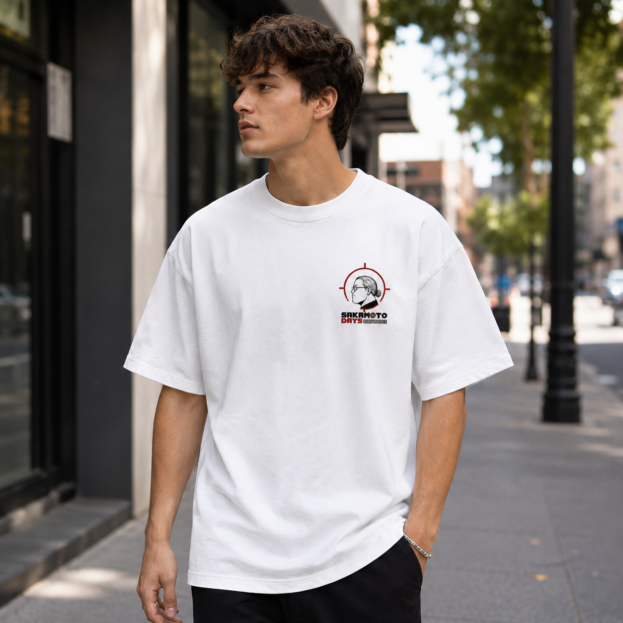 White t-shirt with Taro Sakamoto & Shin Asakura Sakamoto Days The Order graphic – photo 4
