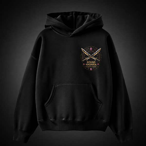 Black hoodie with Tengen Uzui Demon Slayer Sound Hashira graphic – photo 2