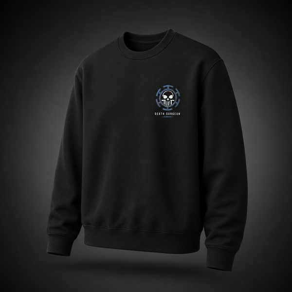 Black sweatshirt with Trafalgar Law One Piece Room Surgeon graphic – photo 2