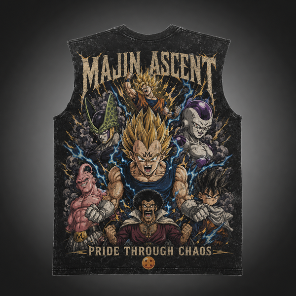 Washed black tank top with Vegeta & Cell Dragon Ball Majin Ascent graphic – photo 1