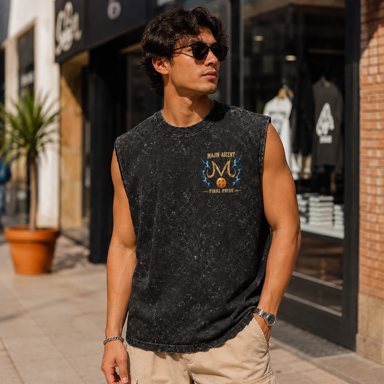 Washed black tank top with Vegeta & Cell Dragon Ball Majin Ascent graphic – photo 4