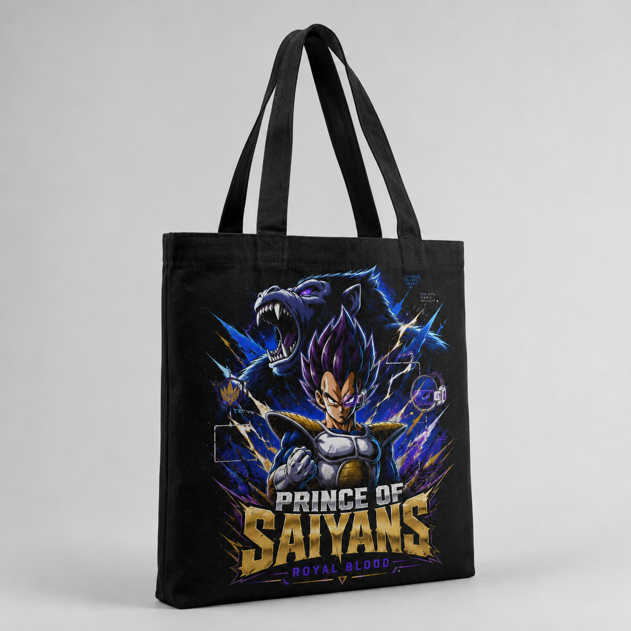 Black tote bag with Vegeta Dragon Ball Prince Of Saiyans graphic – photo 2