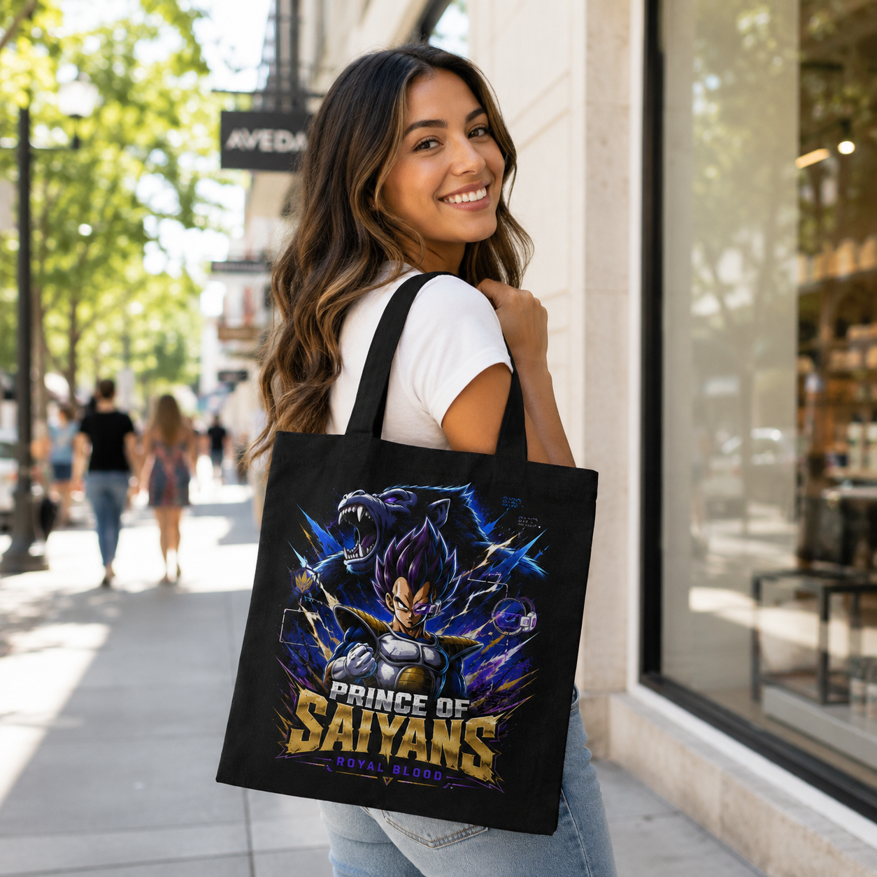 Black tote bag with Vegeta Dragon Ball Prince Of Saiyans graphic – photo 3