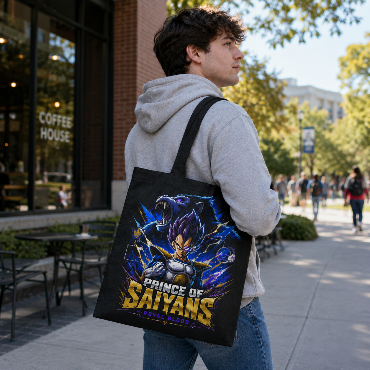 Black tote bag with Vegeta Dragon Ball Prince Of Saiyans graphic – photo 4