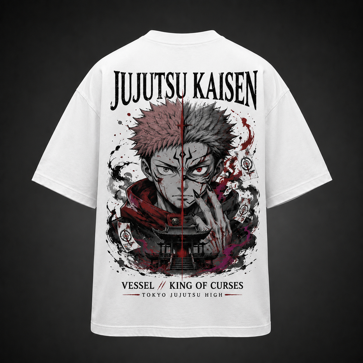 White t-shirt with Yuji Itadori Jujutsu Kaisen Vessel King Of Curses graphic – photo 1
