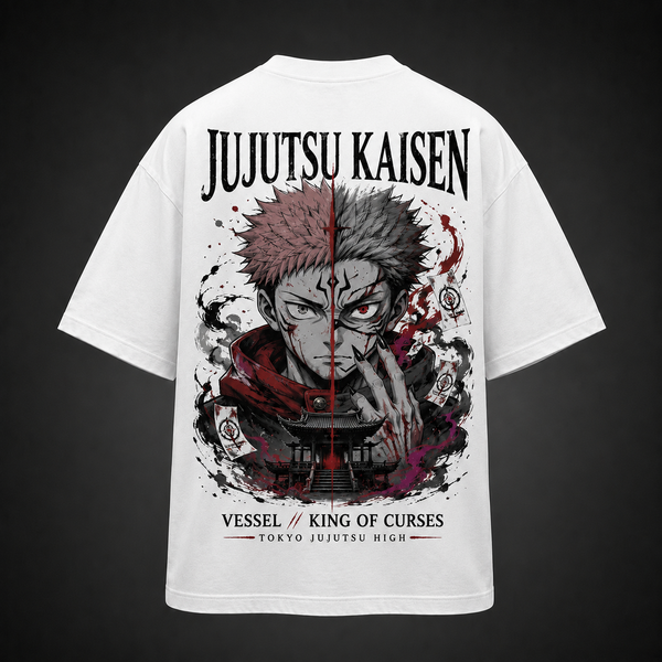White t-shirt with Yuji Itadori Jujutsu Kaisen Vessel King Of Curses graphic – photo 1