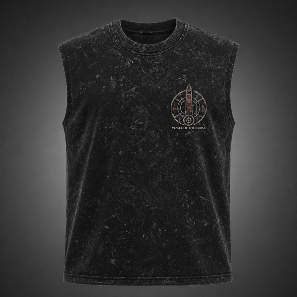 Washed black tank top with Yuji Itadori Jujutsu Kaisen Vessel Of Curse graphic – photo 2